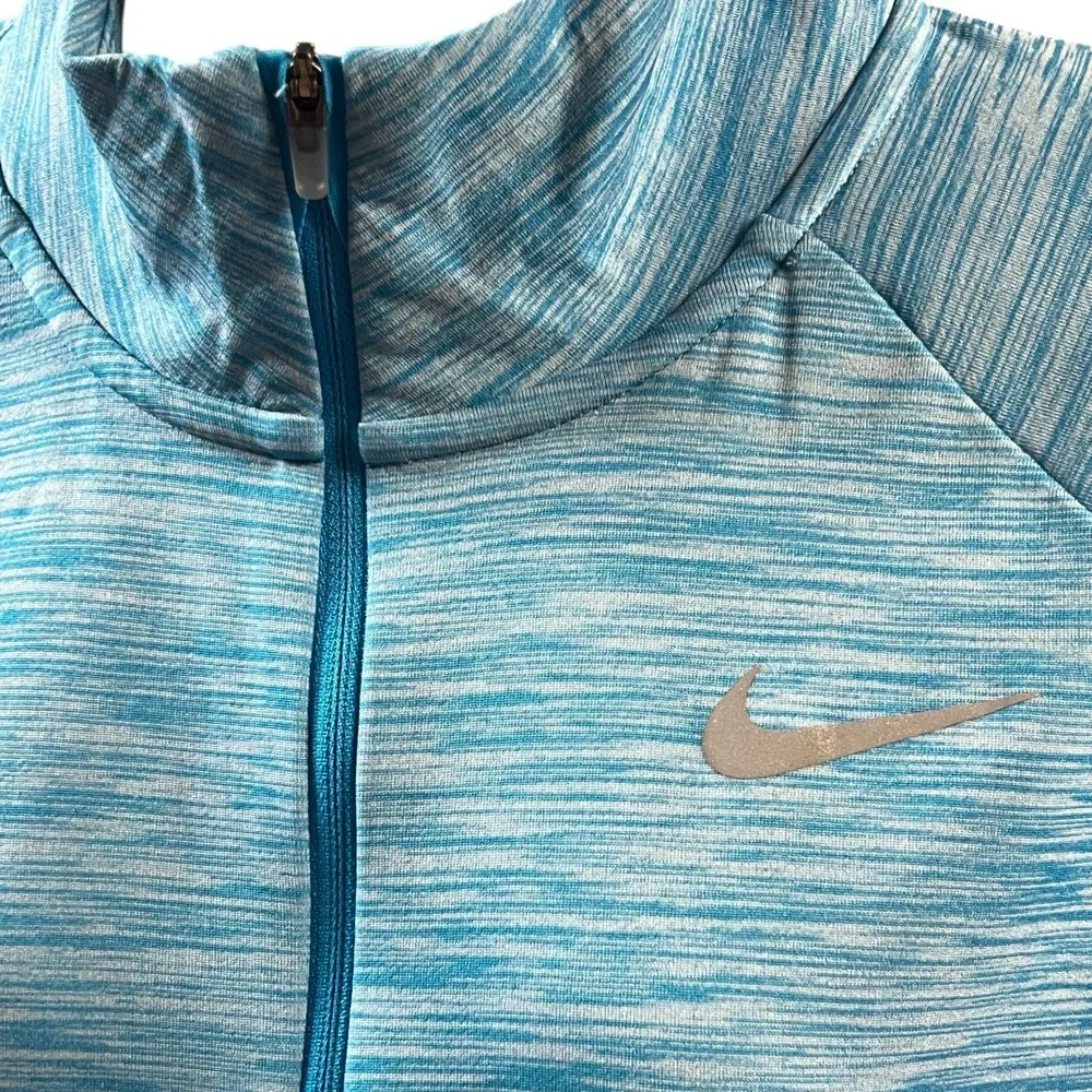 Nike Running Quarter Zip Blue Dri Fit Thumbholes‎ Reflective Swoosh Pullover S